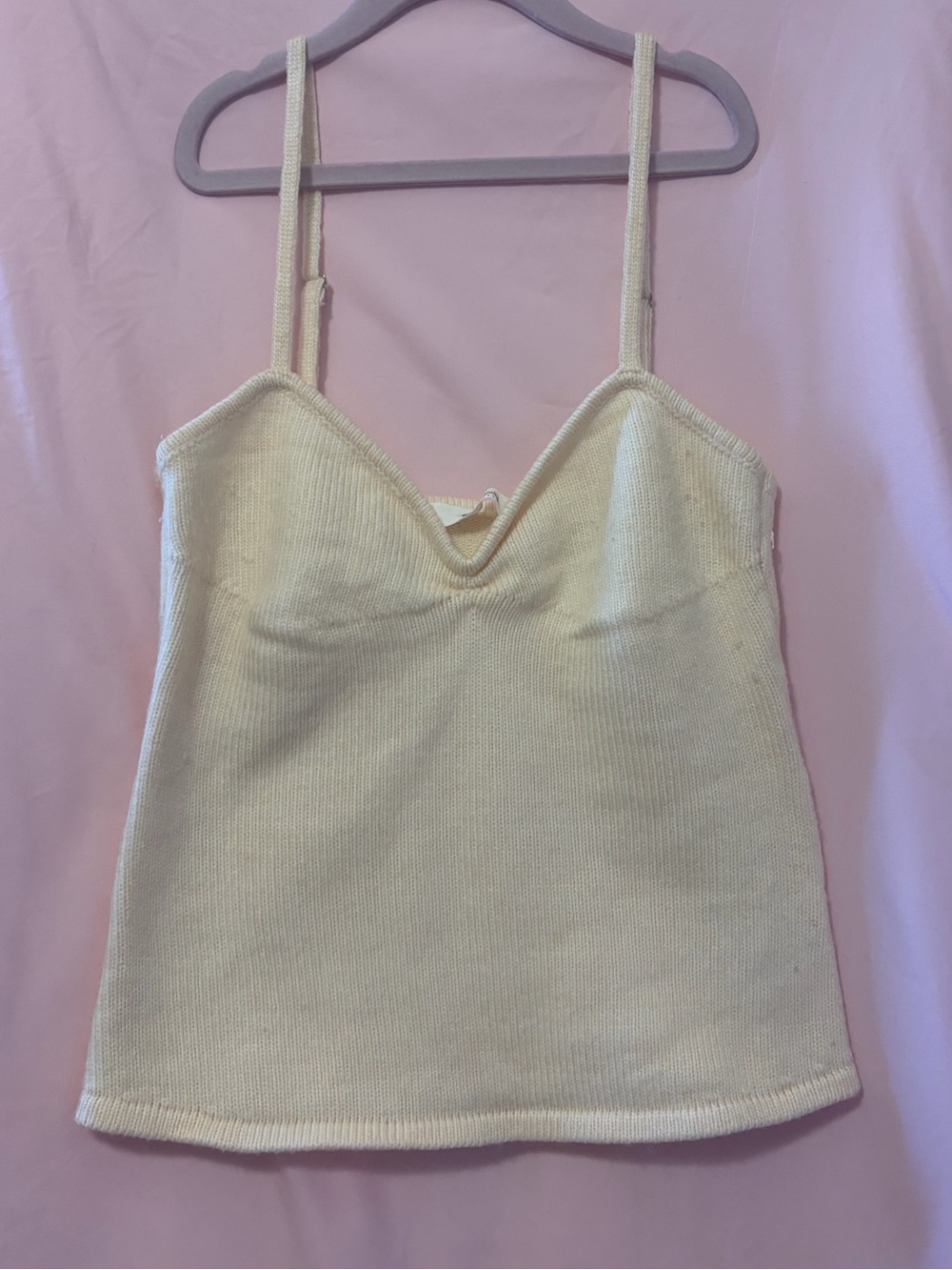 Astr Cream Knit V-Neck Camisole Tank